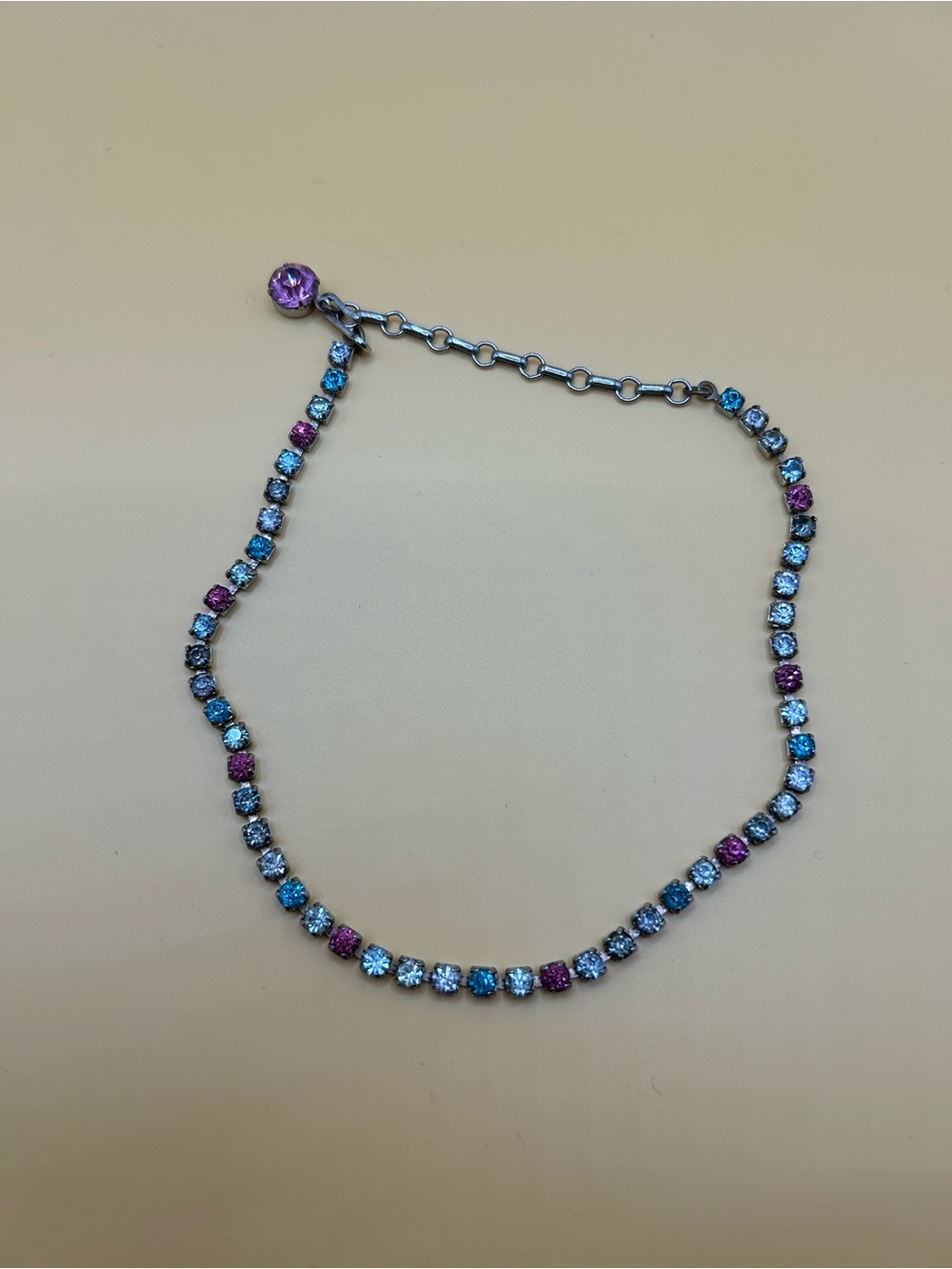 Pink , Blue, Rhinestone Necklace - Women's Jewelry